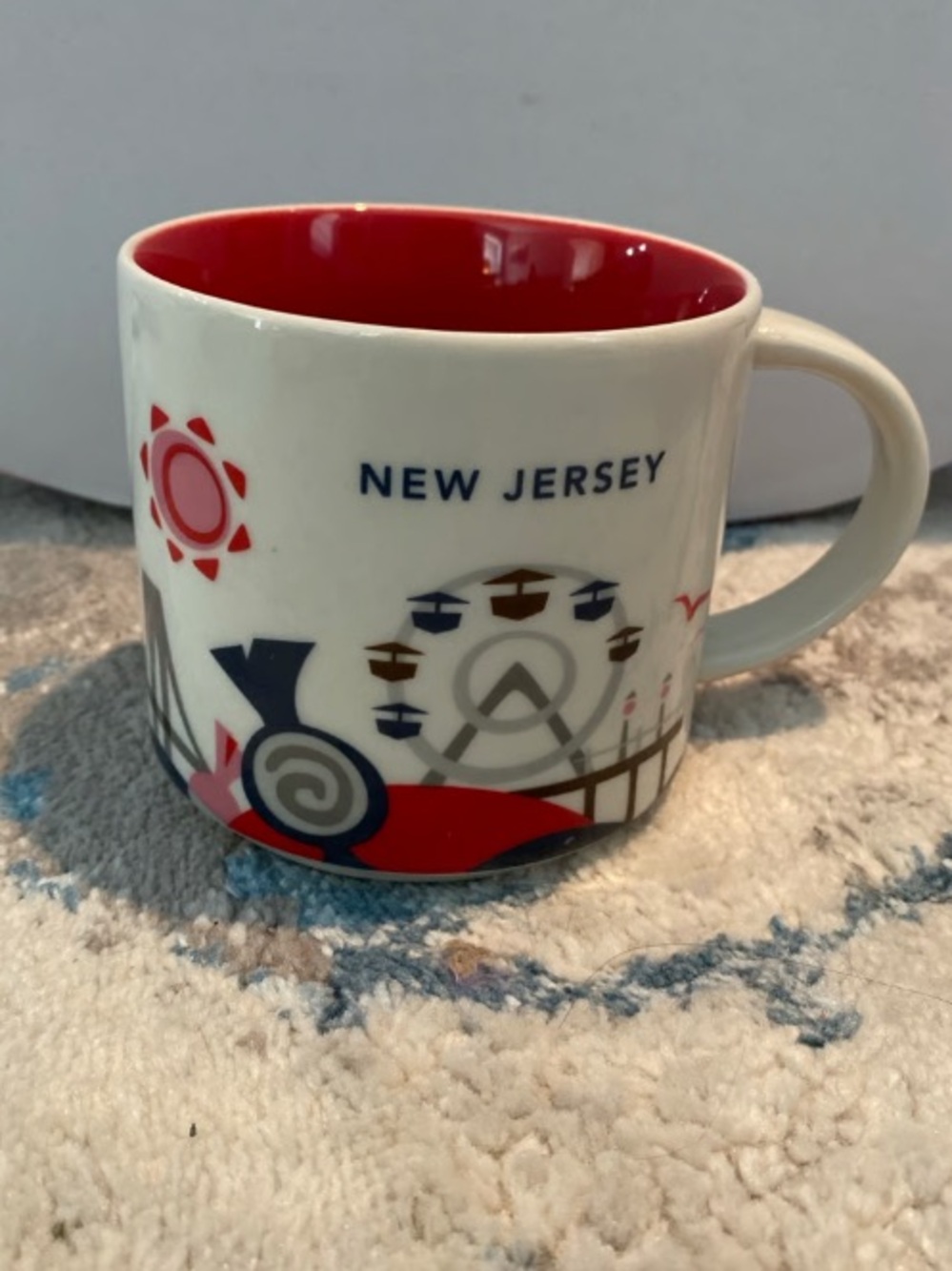 New Jersey Ceramic Travel Mug with Red Interior